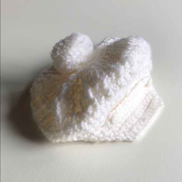 Vintage Cream Knit Baby Newsboy Hat - Picture 1 of 10